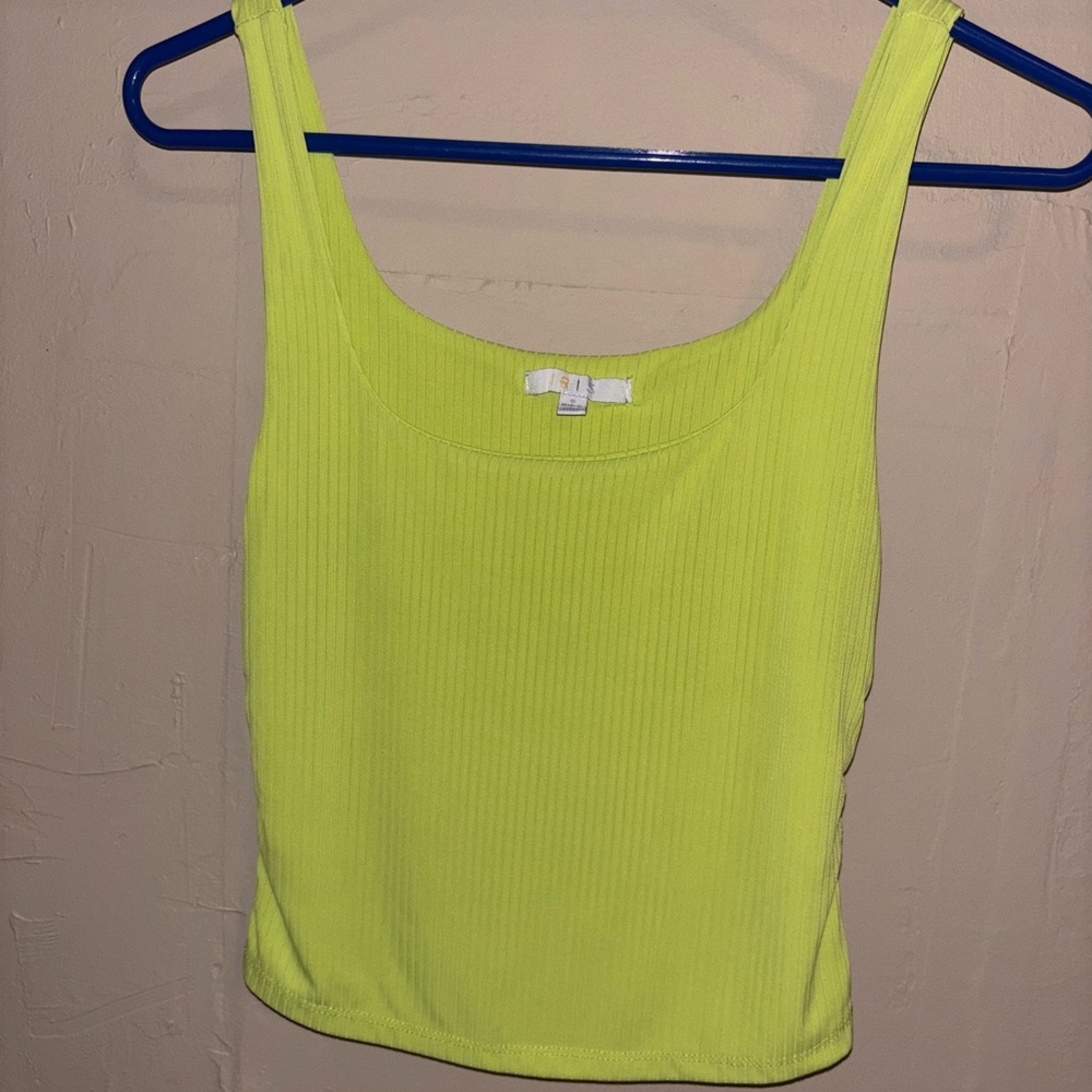 Lime Green Ribbed Tank Top